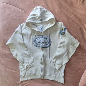 Ecko Unlimited White  Hoodie with Blue Logo Vintage